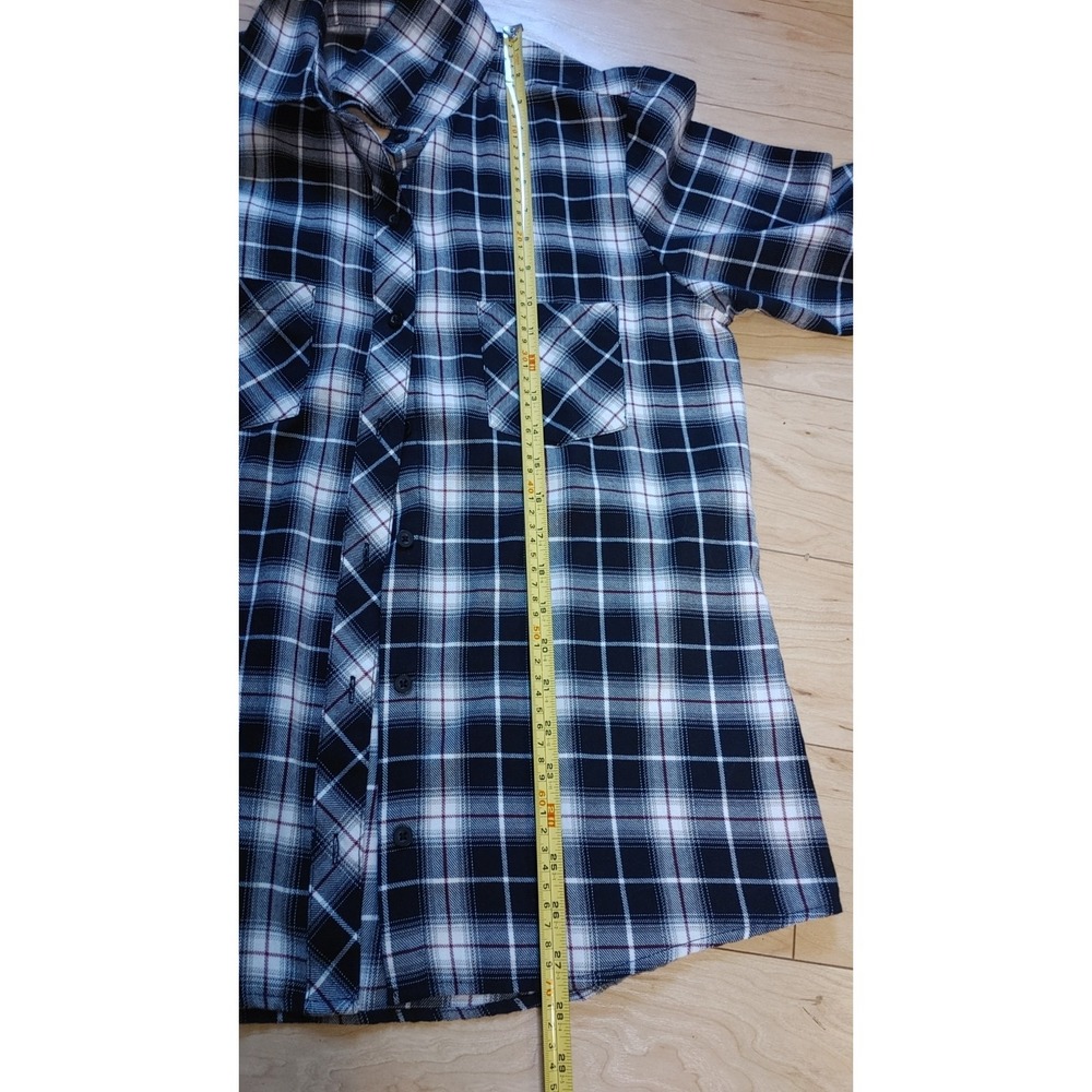 Hot Topic Plaid Flannel Cut-Out Back Button-Up Shirt Sz M Goth Grunge Rockabilly - Picture 7 of 9